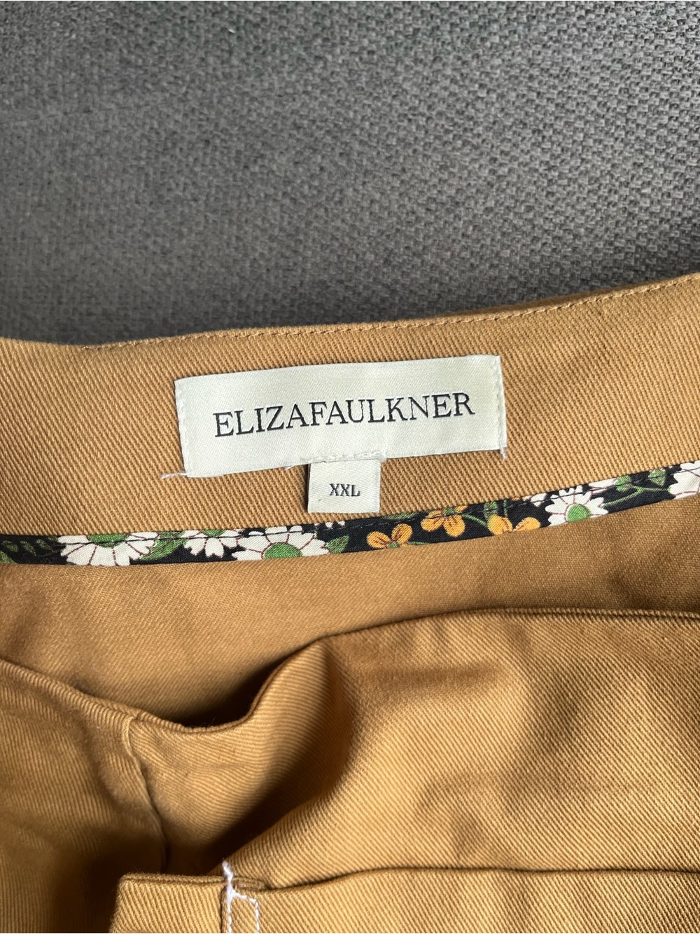 Eliza Faulkner Tate Mini Skirt in Tan Ruffle Pocket A-Line Skirt XXL - Picture 3 of 7